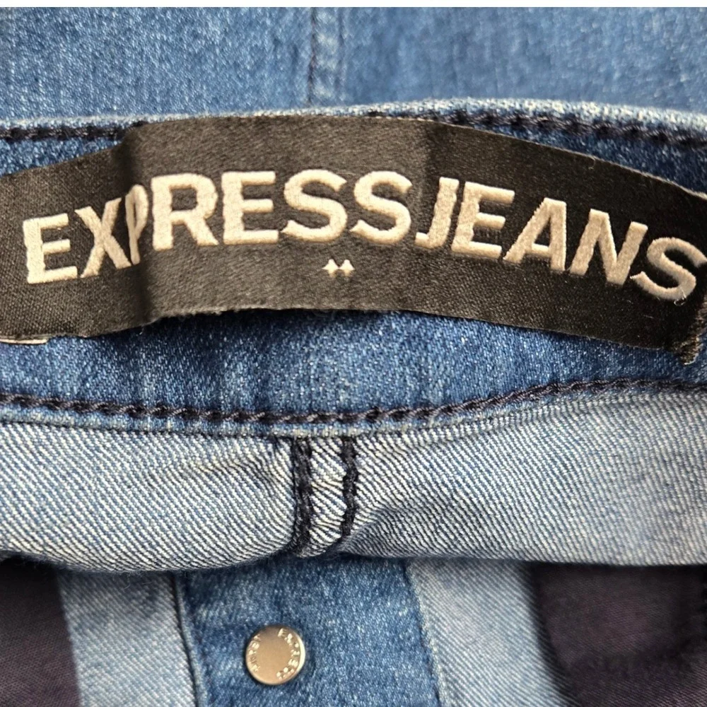 Express Jeans Womens Blue Denim Casual Button Front‎ Jean Mini Skirt Size 4